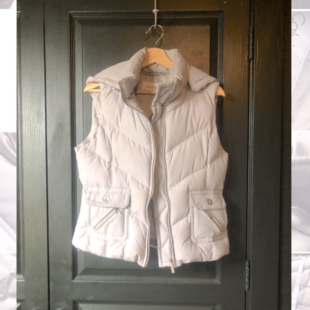 Puffy Gray Vest with Detachable Hood